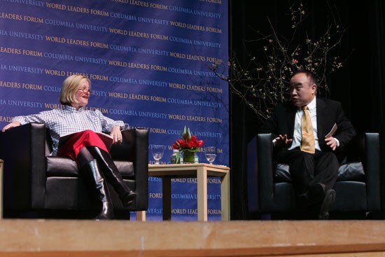 Former Assistant Managing Editor of Time Magazine, Dorinda Elliot debates with Xiguang Li, the Executive Dean of Journalism and Communications at Tsinghua University in Beijing, China.