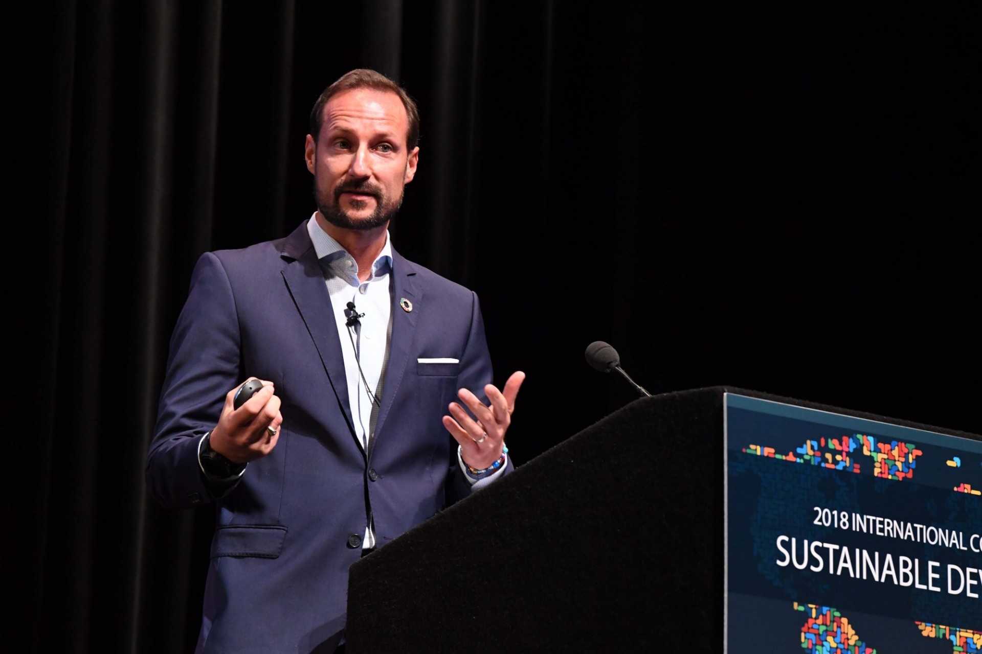 His Royal Highness Crown Prince Haakon of Norway, delivers his address to Columbia University students, faculty and staff.