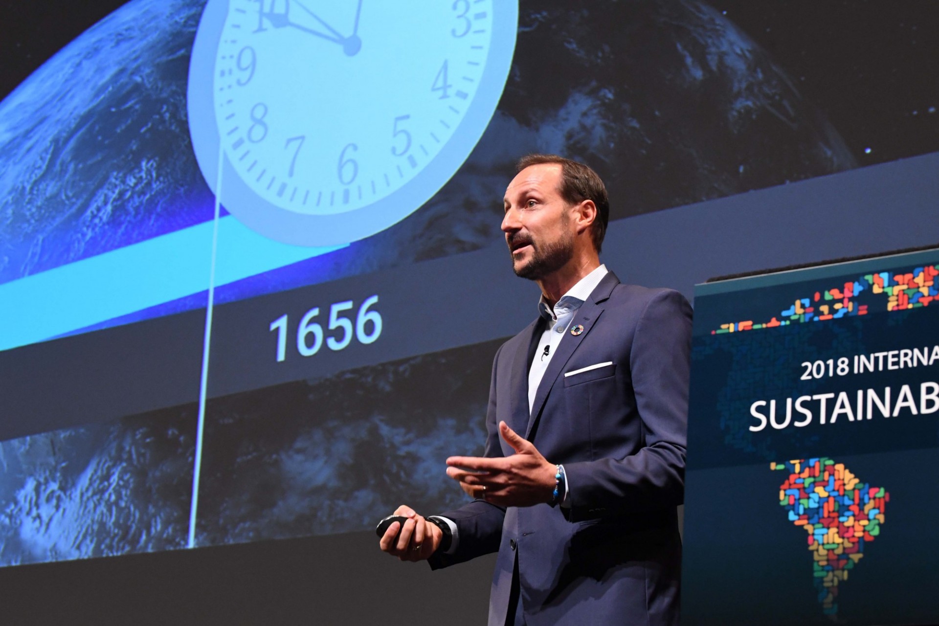 His Royal Highness Crown Prince Haakon of Norway, delivers his address to Columbia University students, faculty and staff.