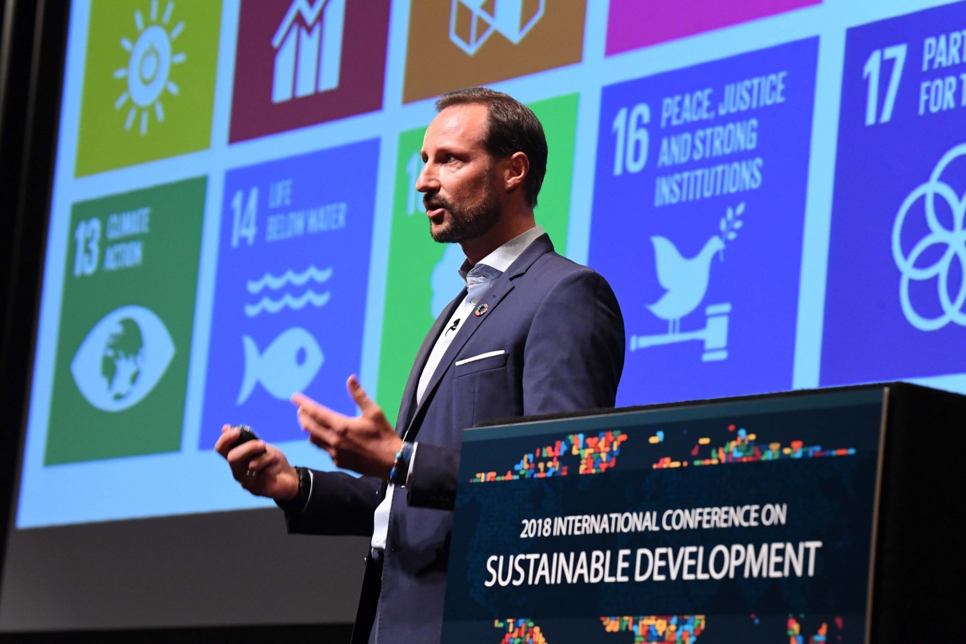 His Royal Highness Crown Prince Haakon of Norway, delivers his address to Columbia University students, faculty and staff.