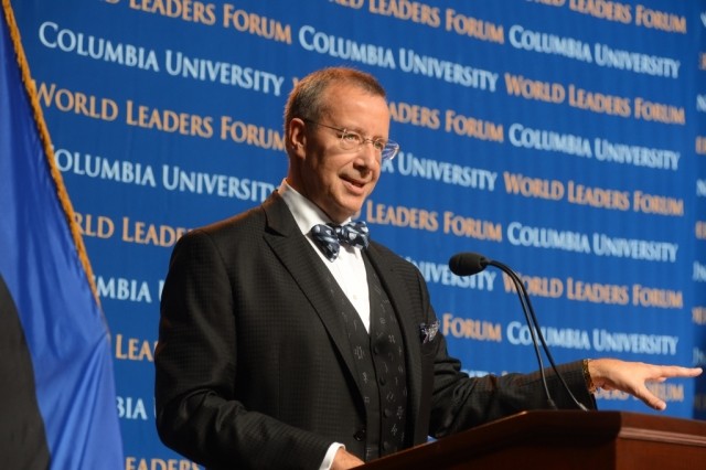 His Excellency Toomas Hendrik Ilves, President of the Republic of Estonia, addresses students and members of the Columbia University community on cyber security and internet freedom.