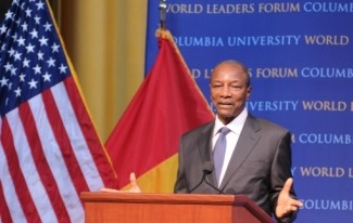 Alpha Condé, President of the Republic of Guinea, gives his address titled "Fighting for Democracy and Prosperity in Guinea."