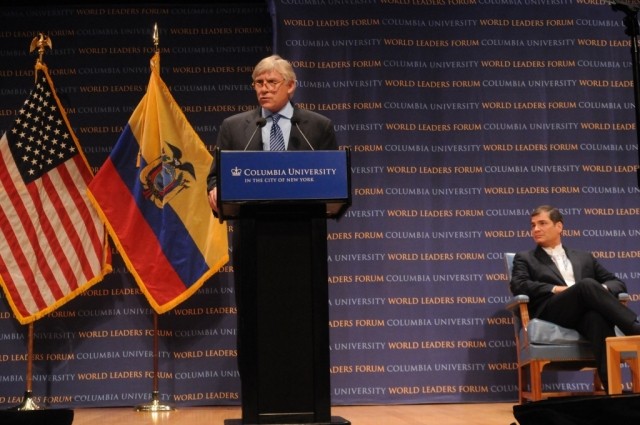 Lee C. Bollinger, Columbia University President, introducing President Rafael Correa