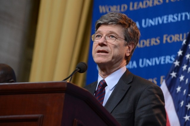 Jeffrey Sachs, Director of the Earth Institute, gives opening remarks and introduces His Excellency Macky Sall, President of the Republic of Senegal, on September 25, 2013.