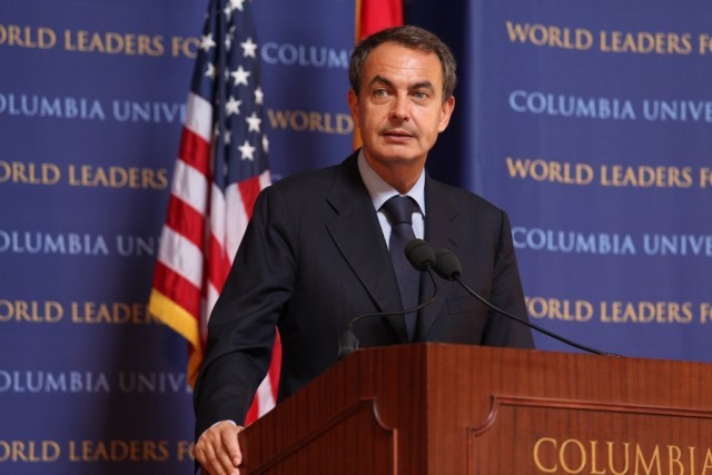 José Luis Rodríguez Zapatero, Prime Minster of Spain delivers his address titled “The New Economic Order and the Millennium Development Goals,” in the Rotunda of Low Memorial Library.