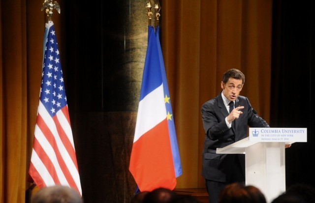 President Sarkozy responds to questions from the audience.