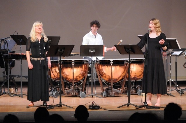 Lena Willemark and Ulrika Boden, Swedish vocalists, along with a member of the musical ensemble Either/Or, perform examples of Karin Rehnqvist's work