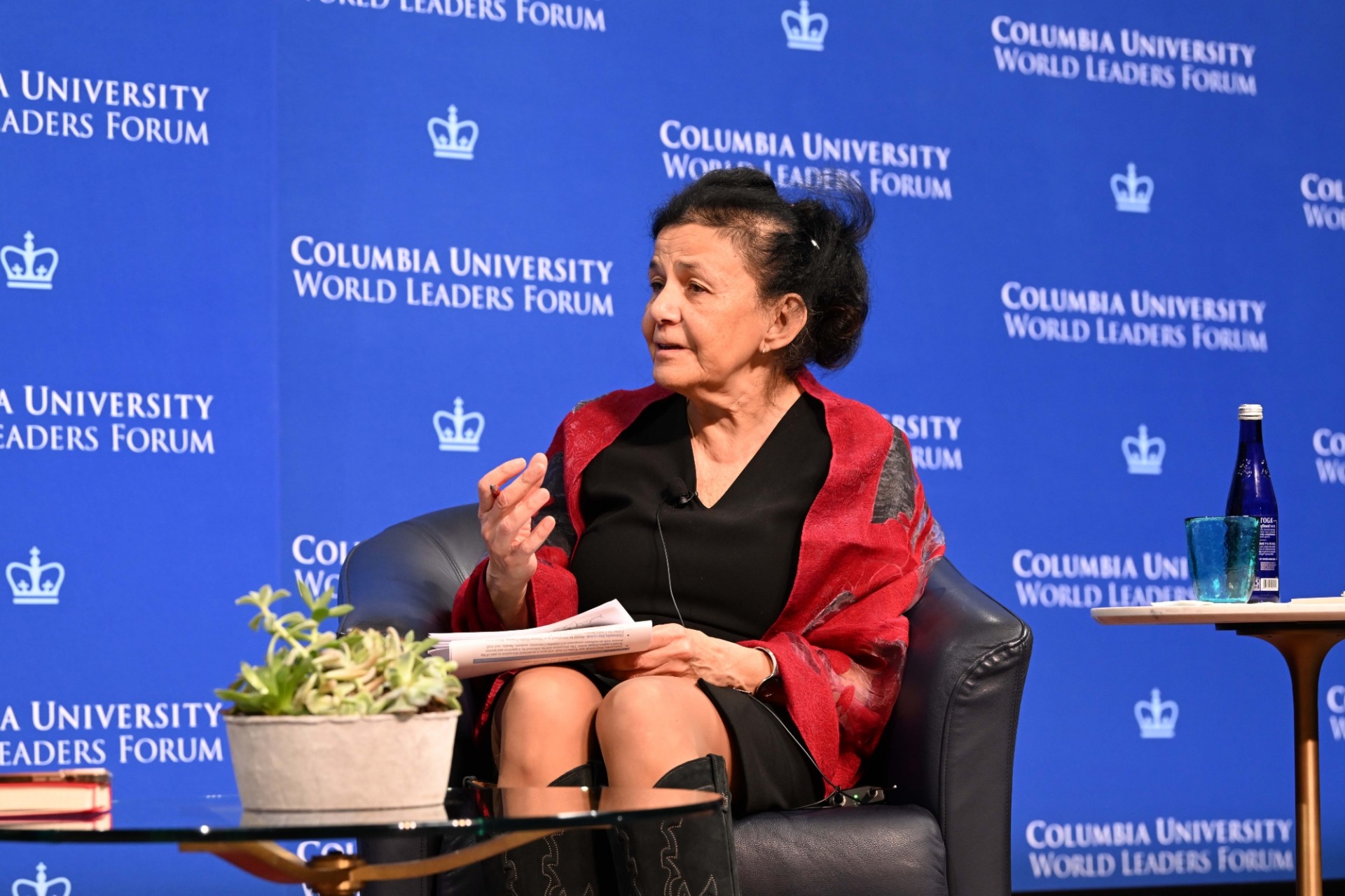 Wafaa El-Sadr, Executive Vice President for Columbia Global, speaks during the World Leaders Forum