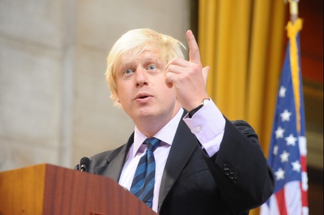 London Mayor, Boris Johnson addresses the audience in Low Memorial Library on September 15, 2009