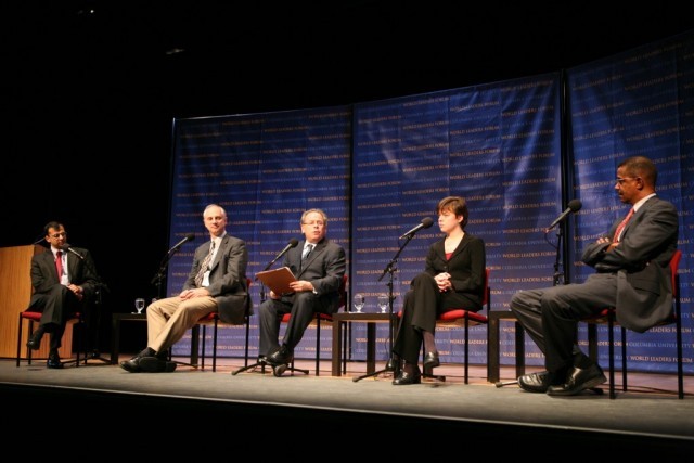 Dr. Stephen A. Cohen moderates this World Leaders Forum panel discussion on October 23, 2008.