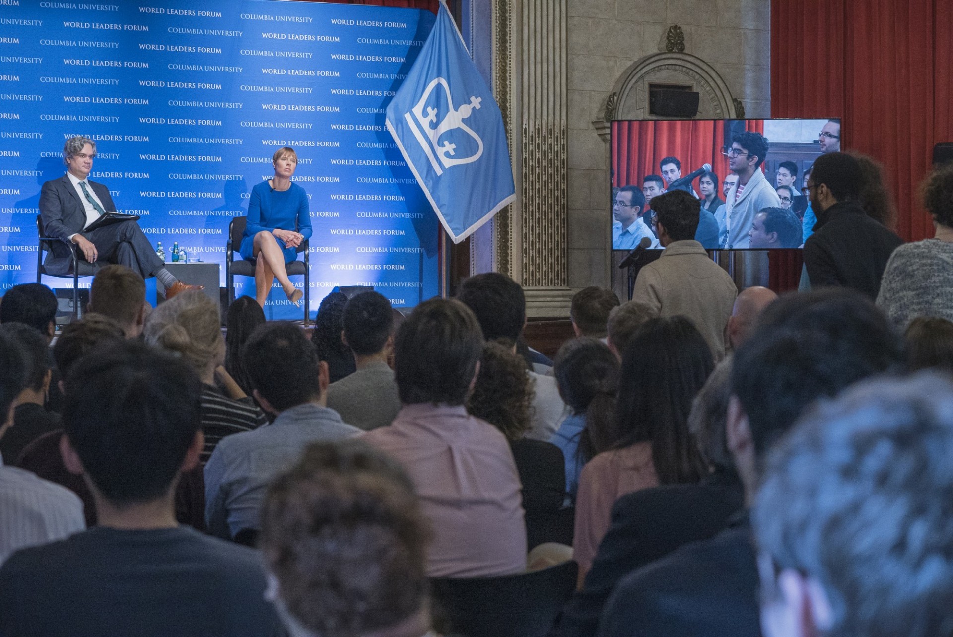 Alexander Cooley, Director, Harriman Institute; Claire Tow Professor of Political Science Barnard College moderates the question and answer session with the audience.