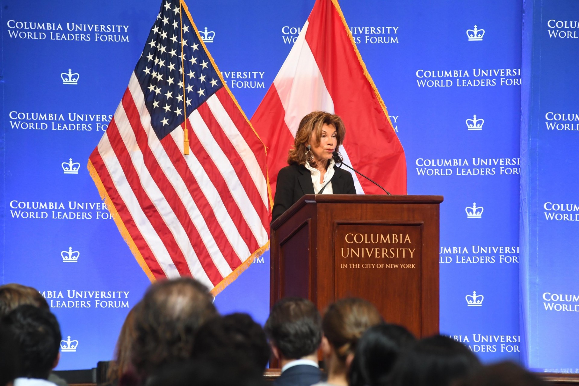 Federal Chancellor Brigitte Bierlein of the Republic of Austria delivers her/his address, “Freedom, Security & the Rule of Law - a European Perspective,” to Columbia University students, faculty and staff.