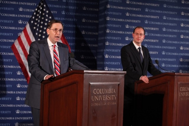 R. Glenn Hubbard, Senior Economic Advisor to Governor Romney and Jeffrey Liebman, Senior Economic Advisor to President Obama, debate the current economic climate and address issues with panelists.