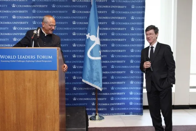 Professor Jeff Sachs, Director, The Earth Institute, moderates Q and A with the audience.