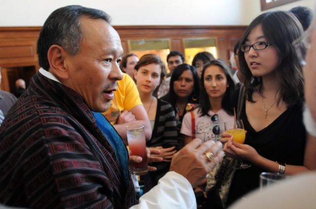 Prime Minister Jigmi Y. Thinley speaks to students.