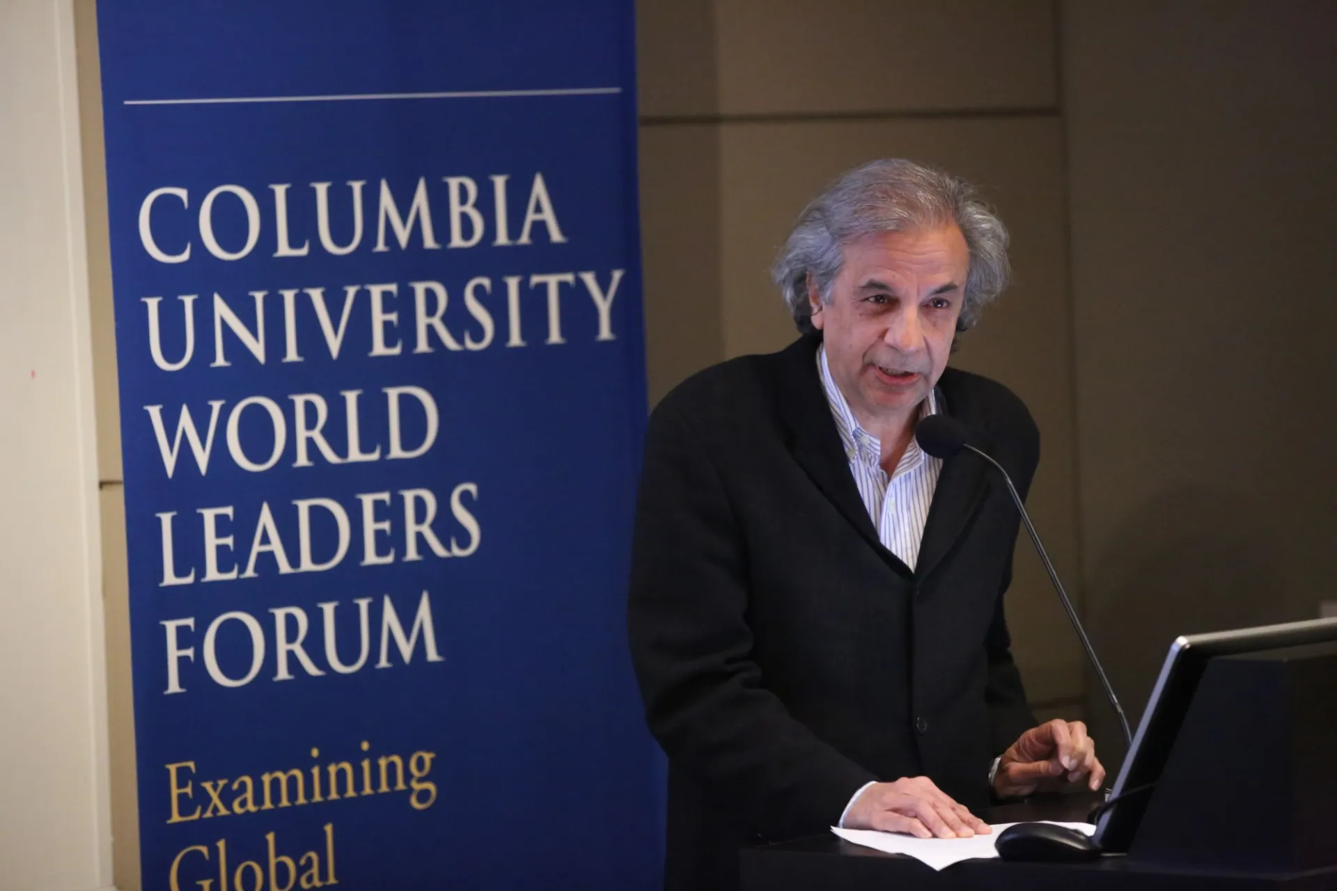 Akeel Bilgrami, Sidney Morgenbesser Professor of Philosophy Professor, Committee on Global Thought begins the World Leaders Forum with an introduction of Prabhat Patnaik, Professor Emeritus, Centre for Economic Studies and Planning, Jawaharlal Nehru University and Amartya Sen, Professor of Economics and Philosophy, Harvard University.