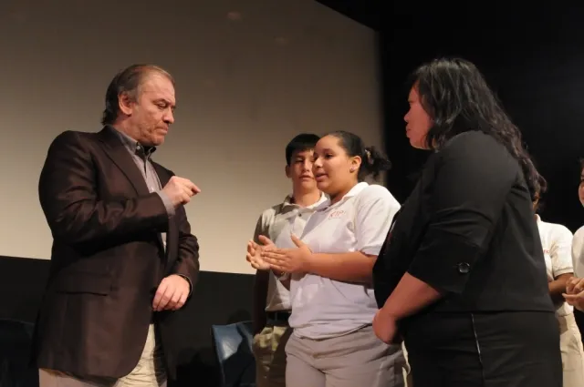 Columbia University students and members of the community participate in a question and answer session with Valery Gergiev