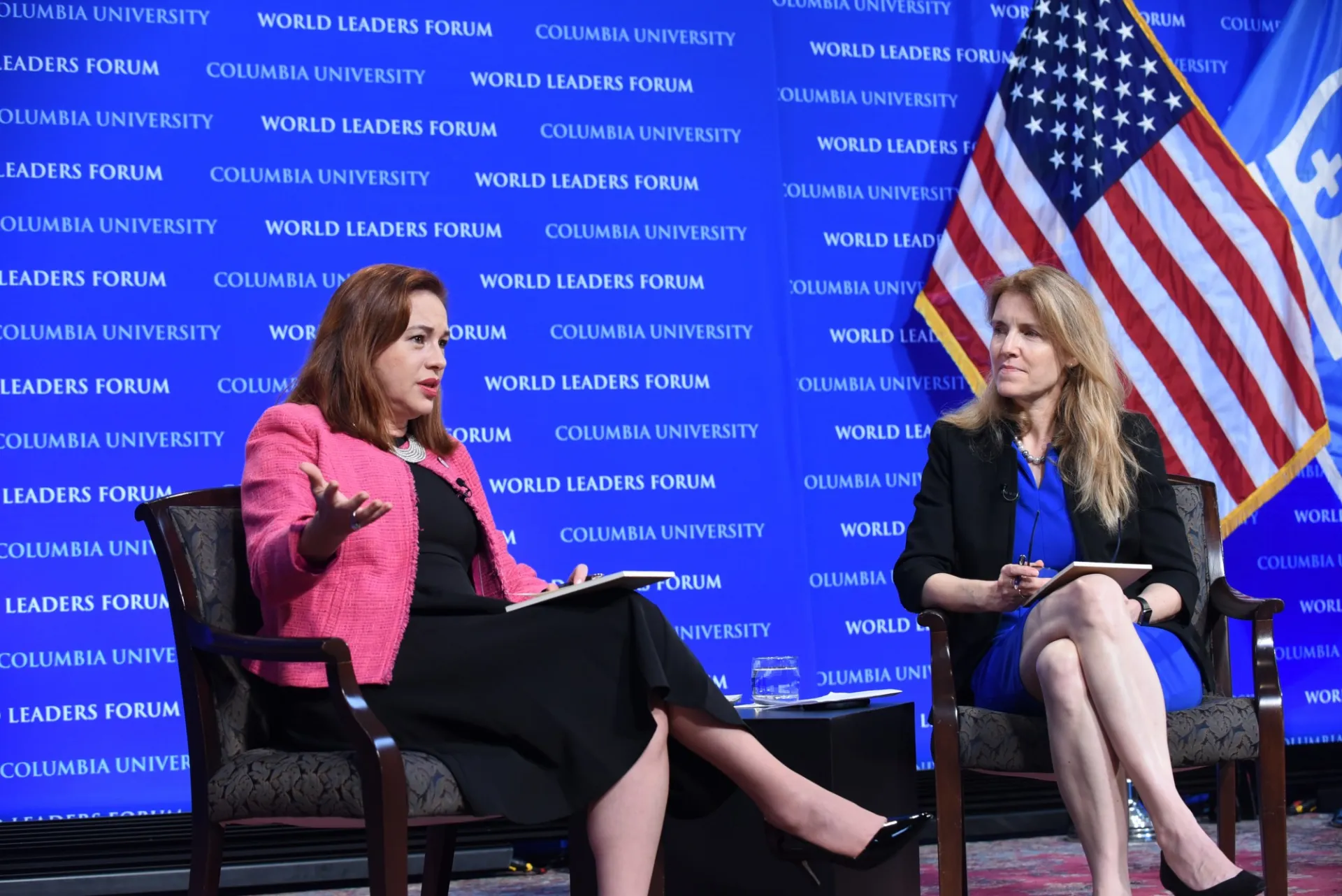 Maya Tolstoy, Interim Executive Vice President for Arts and Sciences and Interim Dean of the Faculty of Arts and Sciences; Professor of Earth and Environmental Sciences moderates the question and answer session with the audience.
