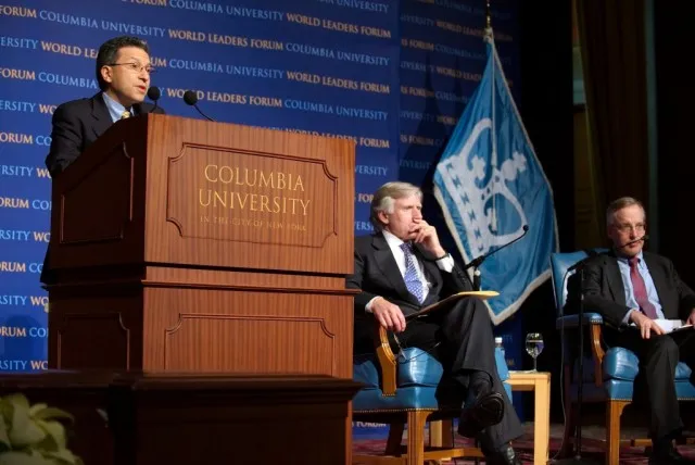 David Weinstein, Professor of Finance and Director of the Program for Economic Research and Carl S. Shoup Professor of Japanese Economy, introduces President Bollinger and the evening’s program.