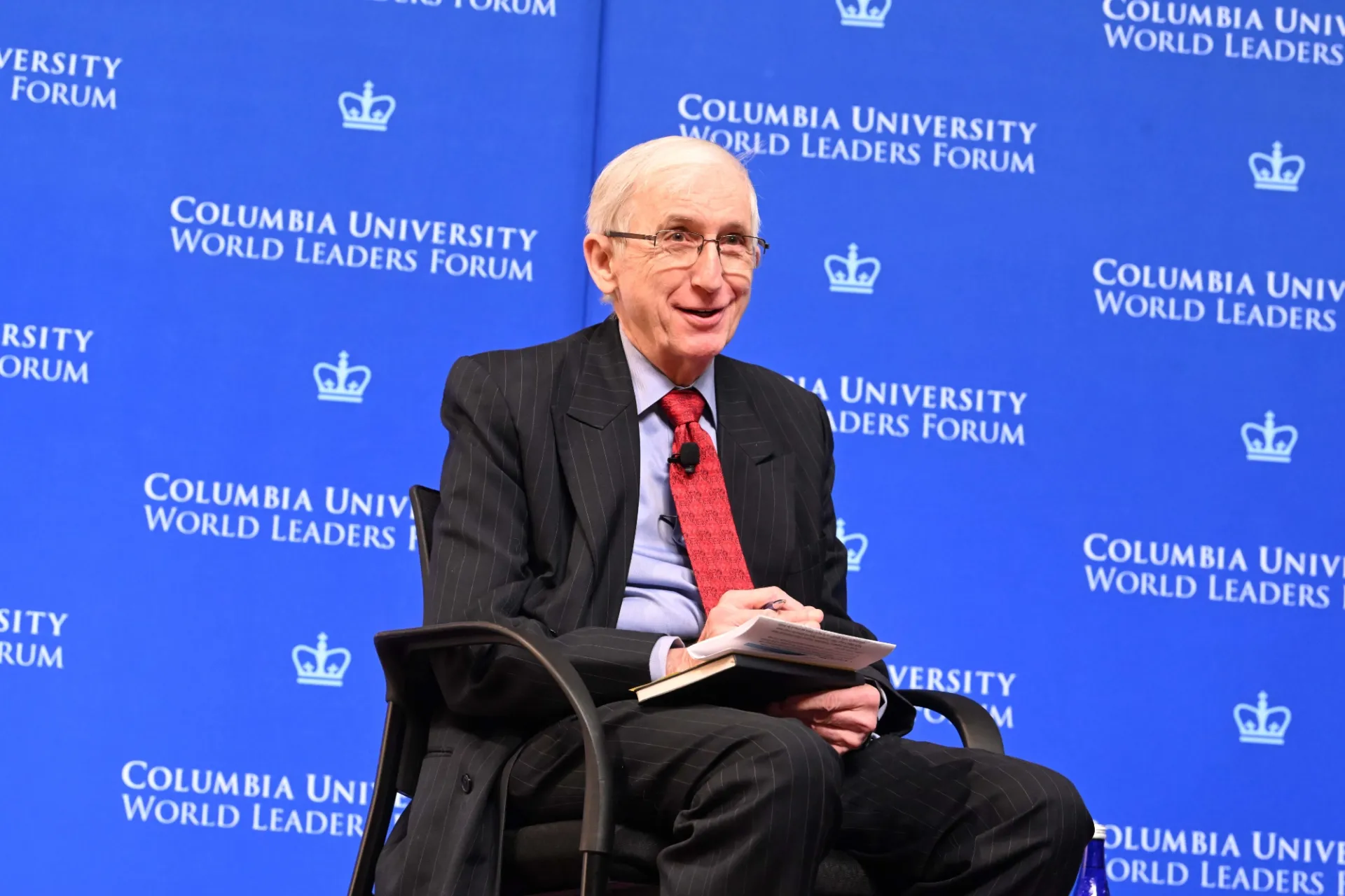 Jenik Radon, Adjunct Professor of International and Public Affairs, and Chairs of the Foreign Affairs, moderates the World Leaders Forum