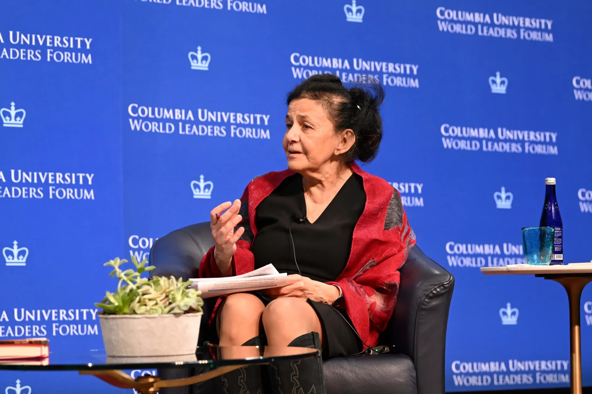 Wafaa El-Sadr, Executive Vice President for Columbia Global, speaks during the World Leaders Forum