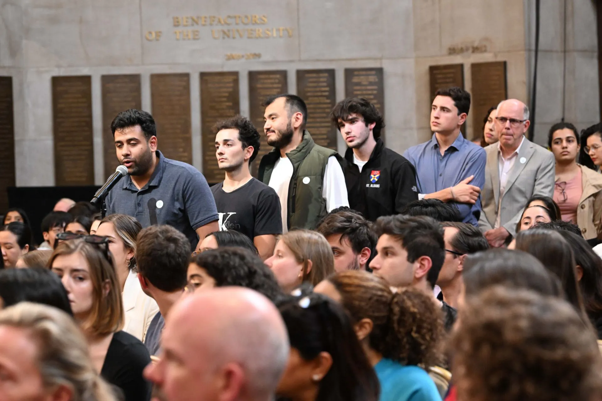 Columbia students during the World Leaders Forum event Q&A