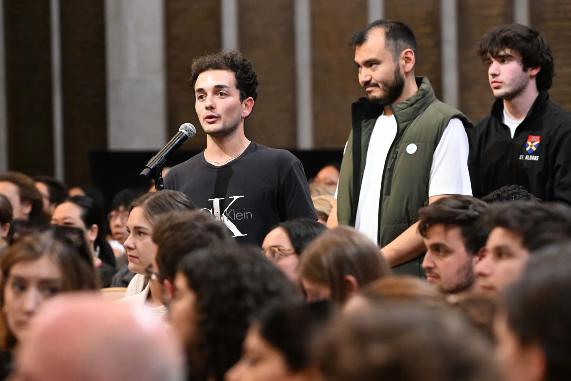 Columbia students during the World Leaders Forum event Q&A