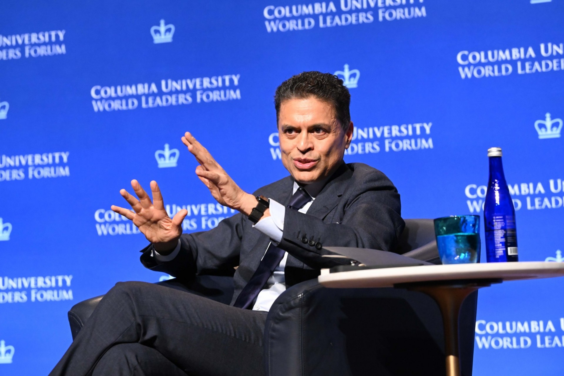 Host of CNN's Fareed Zakaria GPS, The Washington Post Columnist, and Bestselling Author Fareed Zakaria speaking during the World Leaders Forum