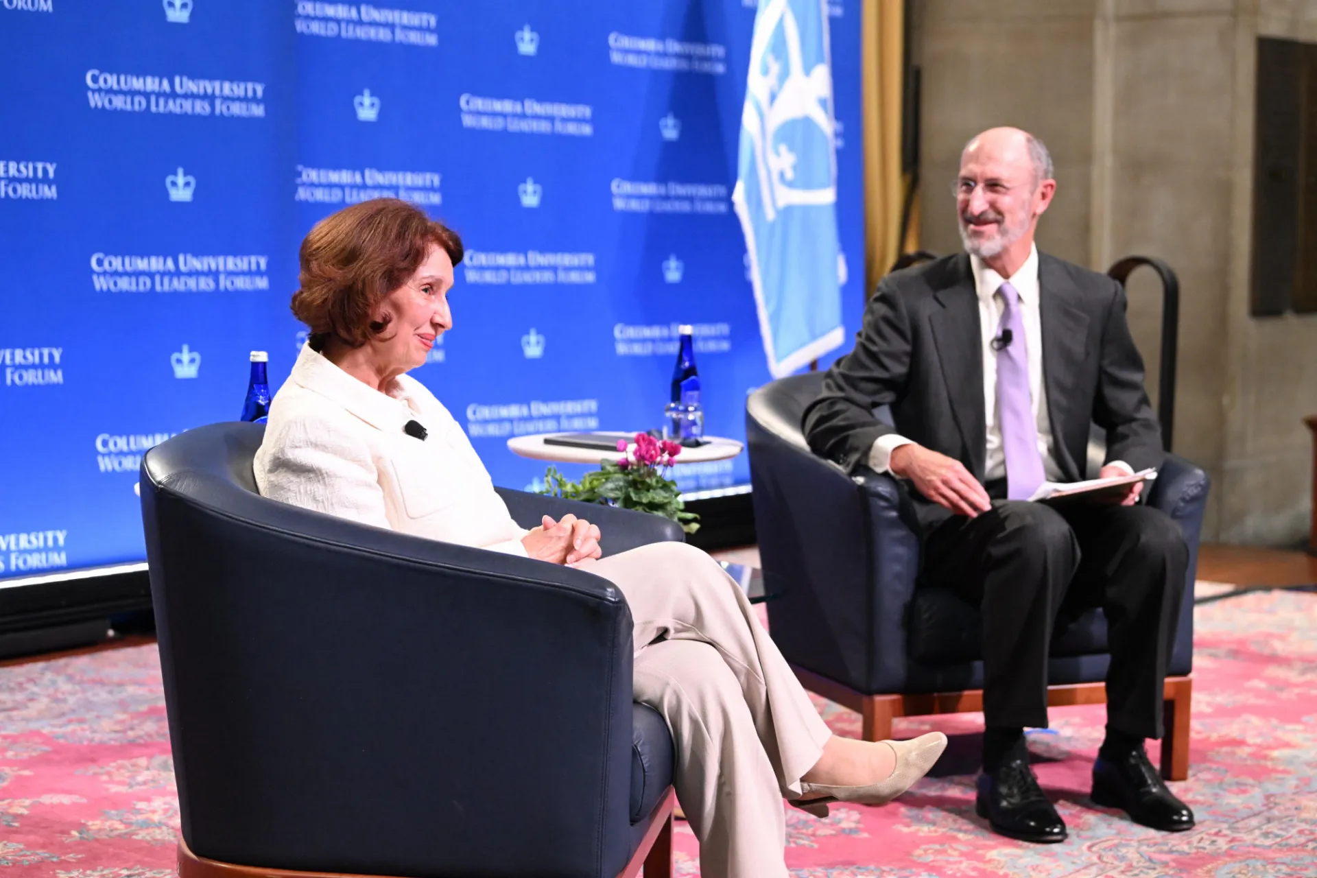 President Siljanovska-Davkova and moderator, Professor Jack Snyder, in discussion.