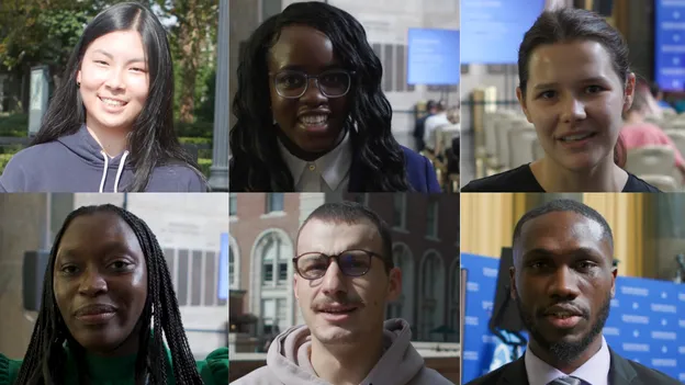 Students at Columbia University in the City of New York talking about the World Leaders Forum