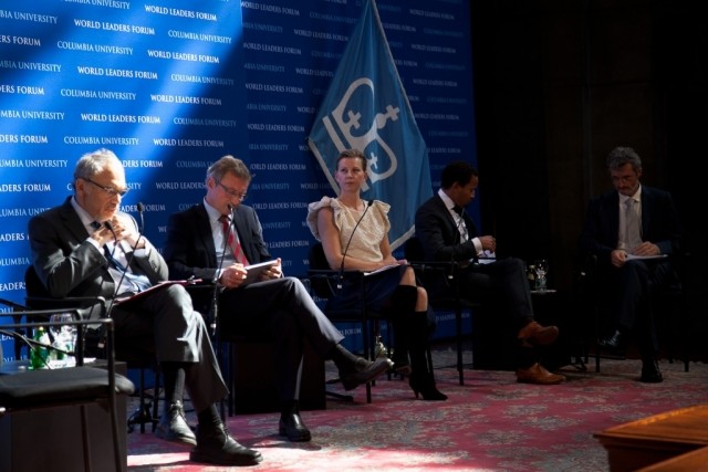 The second panel discussion titled, “Engaging Stakeholders in a Child-Focused Integrated Approach to Sustainable Development,” with Per Heggenes, Georg Kell, Niclas Kjellstrom-Matseke, Irwin Redlener and Helena Thybell. 